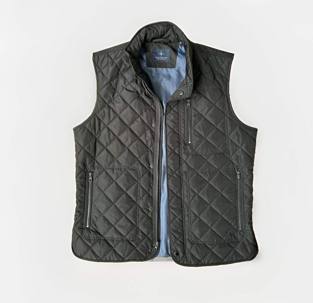 Tailorbyrd Classic Diamond Quilted Vest Men Large Mock Neck Golf Outdoor Pockets